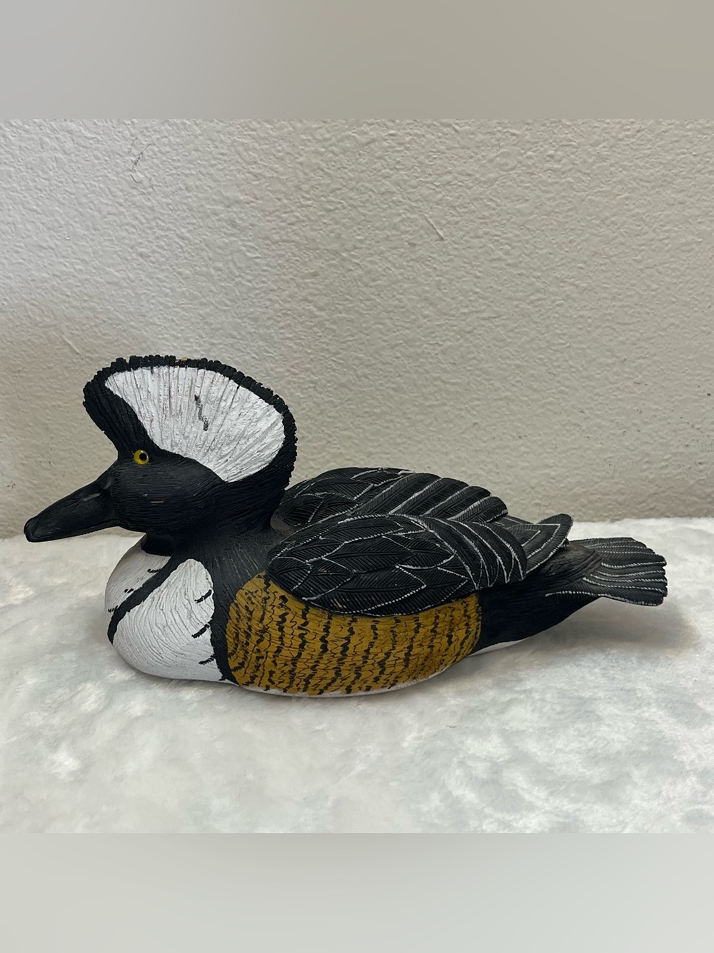 Vintage 1988 Hand Carved Solid Wood Hooded Merganser Duck Signed *SEE PHOTOS**
